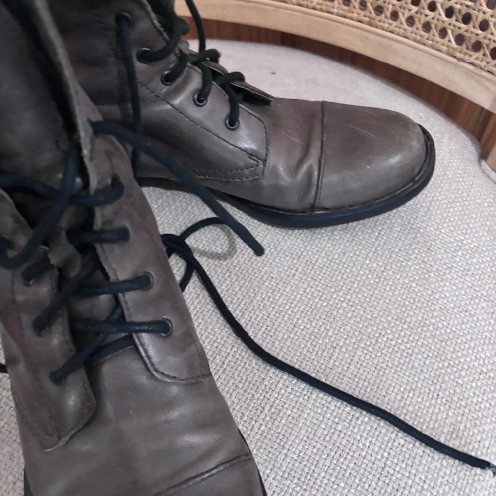 Born Grey Lace-Up Combat Boots - Picture 5 of 10